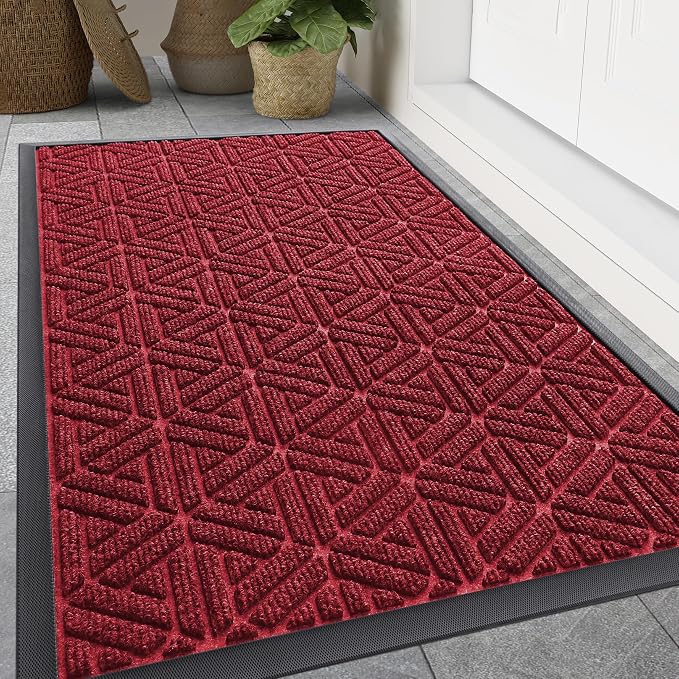 Smiry Front Door Mat Outside Entrance, Heavy Duty Sturdy Natural Rubber Doormat by Smiry