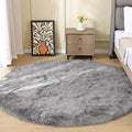 ORINOVA Round Rugs 6ft Silver Grey Fuzzy Faux Sheepskin Washable Furry Fur Area by ORINOVA