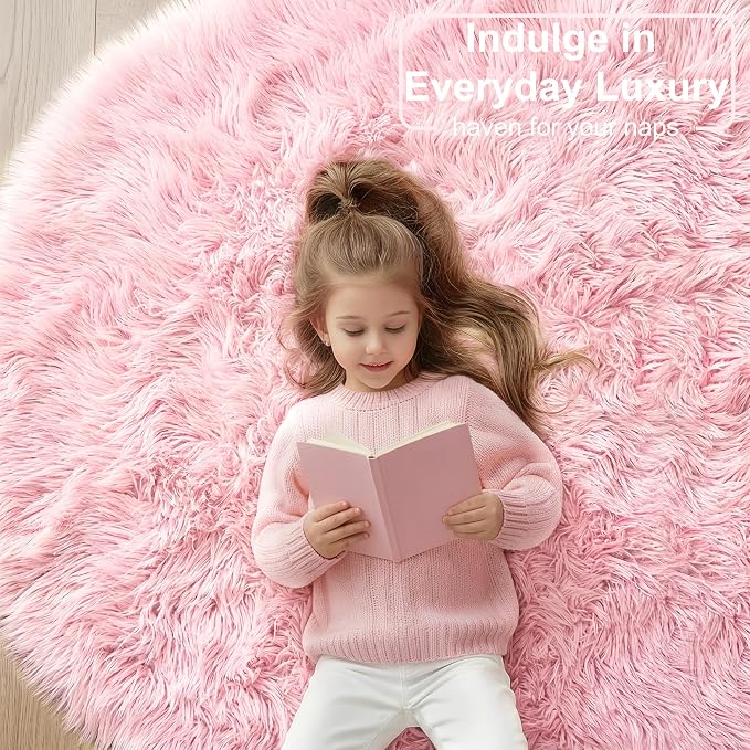 Amdrebio Pink Round Area Rugs 7Ft - Image 9