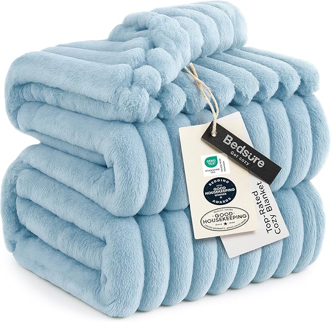 Bedsure GentleSoft Blue Fleece Blanket by BEDSURE