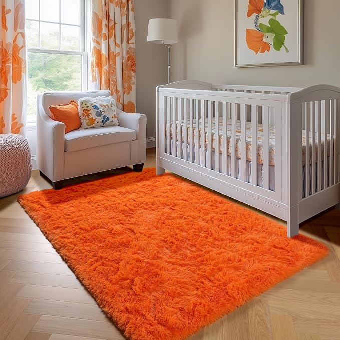 ONASAR Orange Area Rugs for Bedroom Living Room, Fluffy 4x6 Indoor Bedside - Image 7