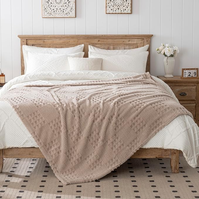 90x104 Inch Brown Waffle Queen Blanket - Image 3