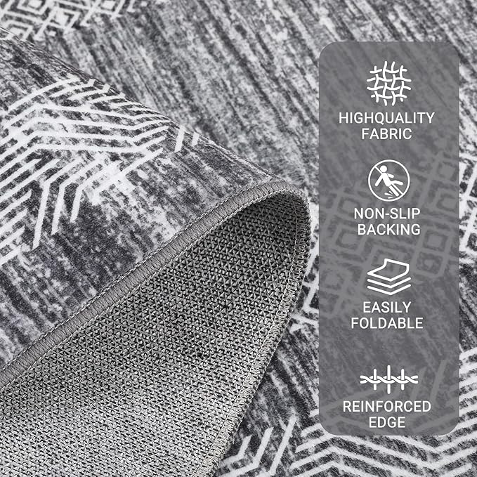 GarveeHome 2.5x8 Modern Bordered Runner Rug Soft Non Slip Washable Floor Carpet - Image 3