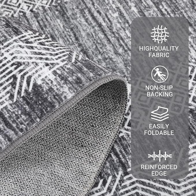 GarveeHome 9x12 Large Modern Gray Area Rug Distressed Bordered Rug Soft Non - Image 3