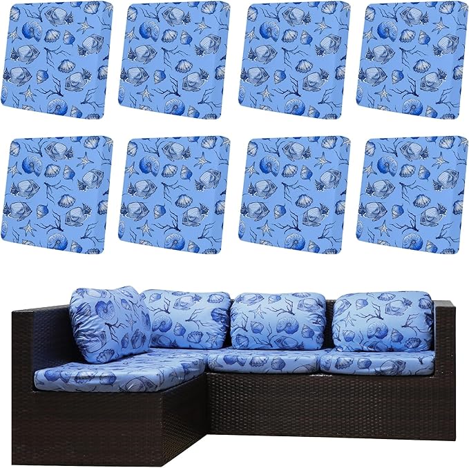 8Pcs Outdoor Cushion Covers, Patio Cushion Covers, Stretch Elastic Slipcovers by dreahoteztil