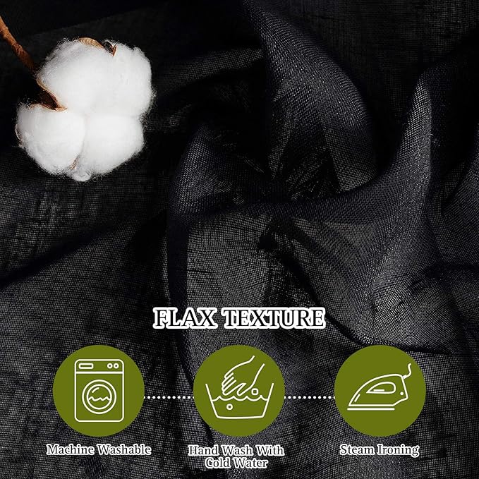 NICETOWN Black Sheer Curtains for Bedroom, Grommet Linen Blend Semi Sheer - Image 3