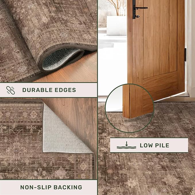 Brown Boho Washable Entry Rug, 3x4 Rugs - Image 5