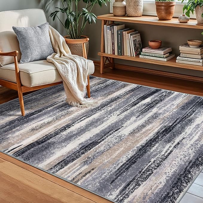 Lansny Modern Abstract Small Area Rug Indoor 3x5 Washable Rug Non-Slip Soft by lansny
