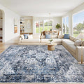 Area Rug 8x10 Washable Rug, Vintage Boho Medallion Rugs Non-Slip Soft Low Pile by VECARF