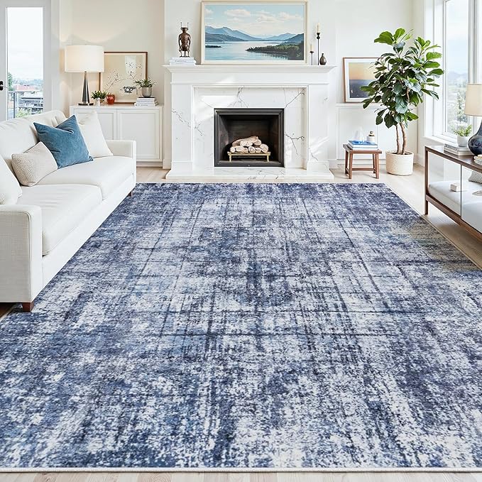 8x10 Area Rugs for Living Room Washable Rug: Anti-Skid Abstract Modern Living by Crority