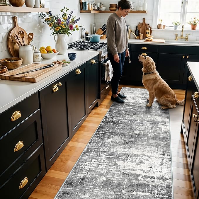 Washable 2X10 Kitchen Area Rug: Entryway Abstract Rug Runner Soft Bedroom by HYHAOYUNLAI