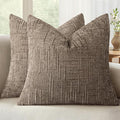 MIULEE Chenille Textured Throw Pillow Covers Taupe Grey 18x18 Set of 2 | Slubby by MIULEE