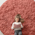 OLANLY Rust Red Round Rugs for Bedroom by OLANLY