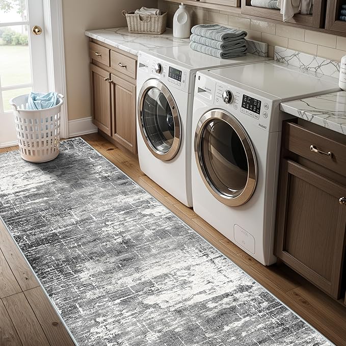 Washable 2X10 Kitchen Area Rug: Entryway Abstract Rug Runner Soft Bedroom - Image 5