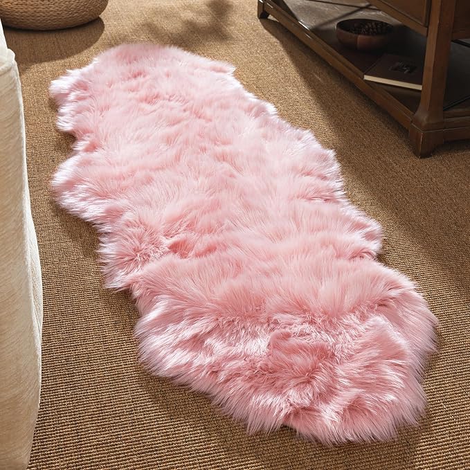 Ashler faux fur rug, Fluffy Shaggy Area Rug Ultra Soft 2 x 6 Feet Sheepskin Fur - Image 2