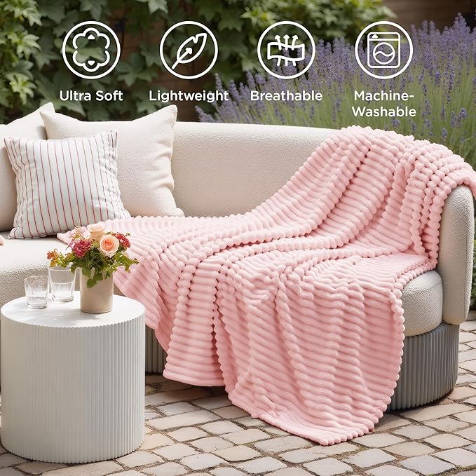 Bedsure GentleSoft Coral Pink Fleece Blanket - Image 5