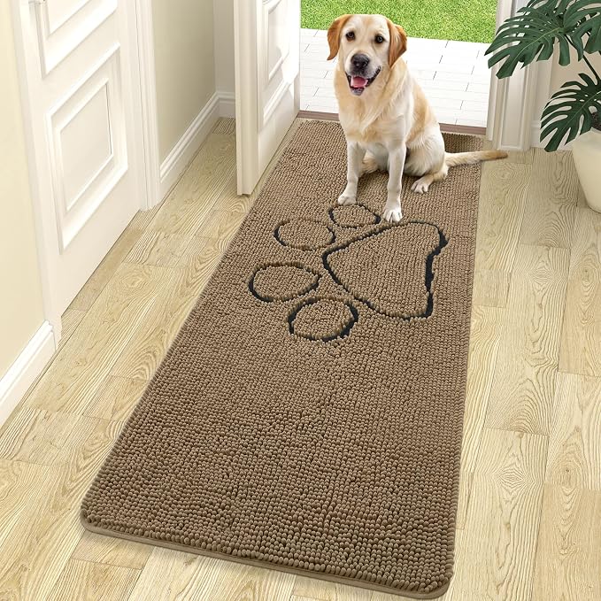 OLANLY Dog Door Mat for Muddy Paws 70x24, Paw Print Design, Absorbs Moisture by OLANLY
