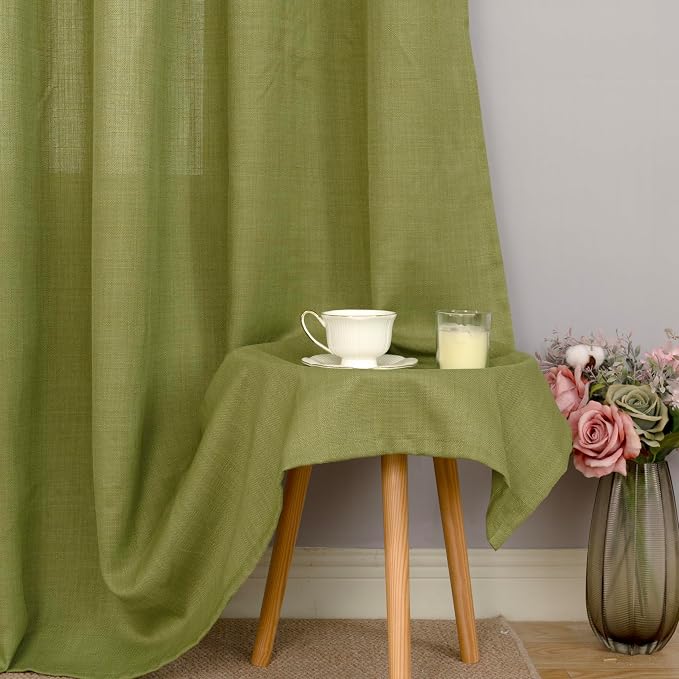 LAMIT Moss Green Linen Curtains - Image 8