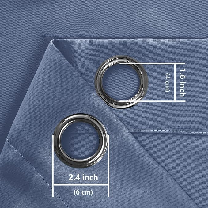 Blackout Curtains for Bedroom, 42 x 72 Inch Long Blue Haze 2 Panels | Thermal - Image 9