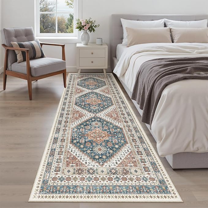 Madane Runner Rug 2'6''x8' Kitchen Runner, Hallway Runner Printed Vintage - Image 4