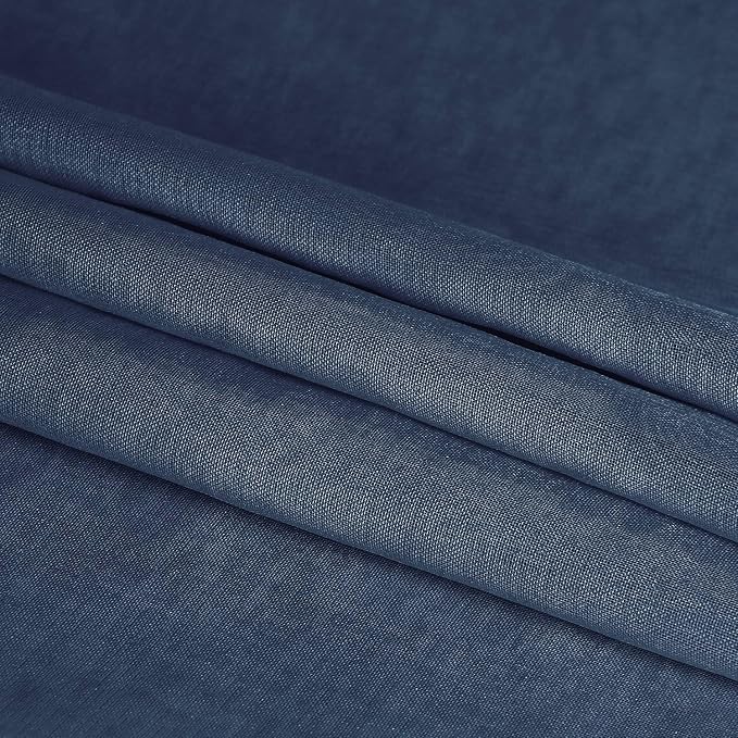 DWCN Navy Blue Sheer Curtains Semi Transparent Voile Rod Pocket Curtains - Image 4