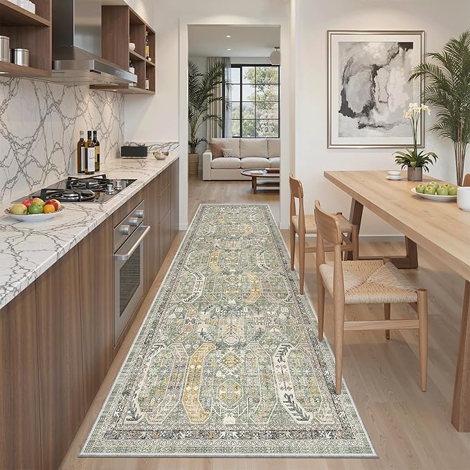 Madane Runner Rug 2'6''x8' Kitchen Runner, Hallway Runner Printed Vintage - Image 2