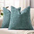 decorUhome Summer Teal Chenille Throw Pillow Covers 18x18 Set of 2 Textured by decorUhome