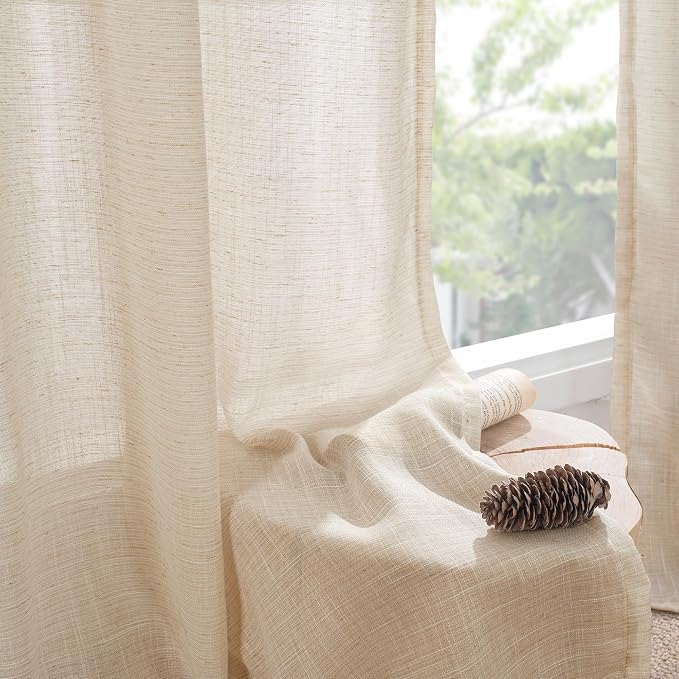 BGment Linen Natural Curtains 40 Inch Length - Image 8