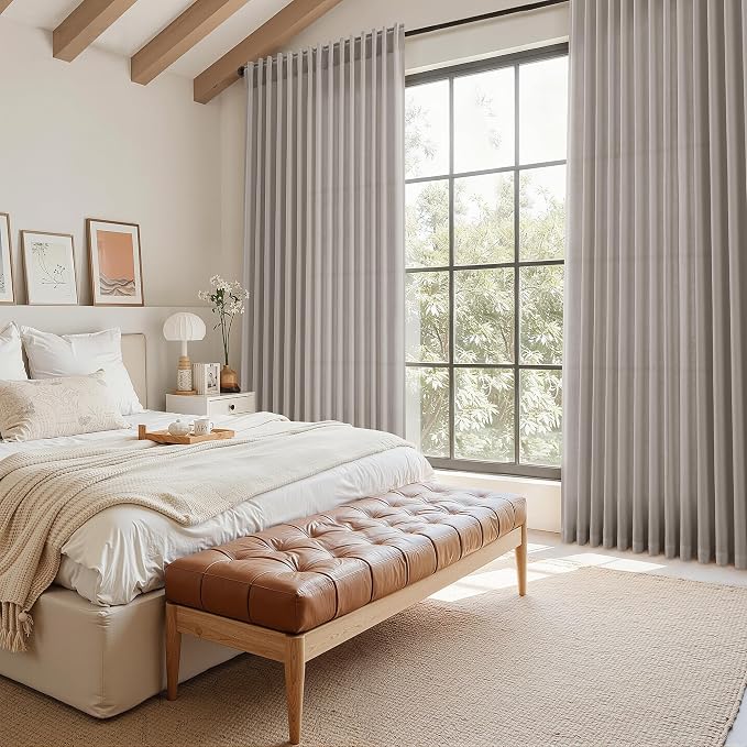 Nanspring Stone Grey Linen Curtains 90 Inches Long - Image 7