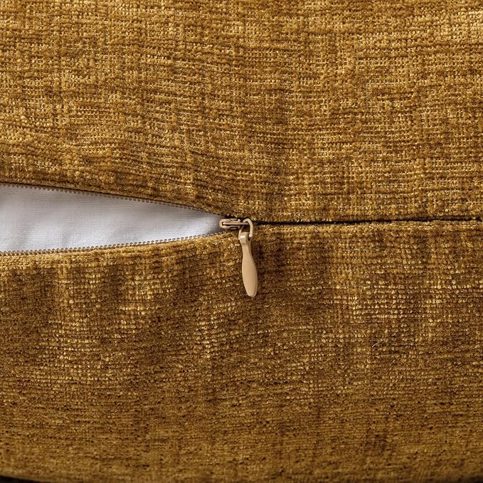 MIULEE Pack of 2 Couch Throw Pillow Covers 18x18 Inch Soft Mustard Chenille - Image 3