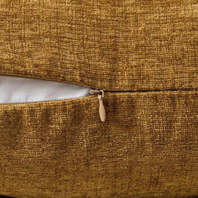 MIULEE Pack of 2 Couch Throw Pillow Covers 20x20 Inch Soft Mustard Chenille - Image 3