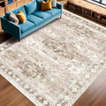Washable Neutral Farmhouse Living Room Rug, 6x9 Area Rugs by HazoHaus