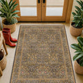 Vintage Gold Brown Entryway Rug, 3x4 Washable Area Rugs by HazoHaus