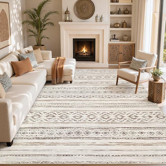 cotiled Boho 5x8 Area Rugs for Living Room: Soft Moroccan Washable Rug | - Image 7