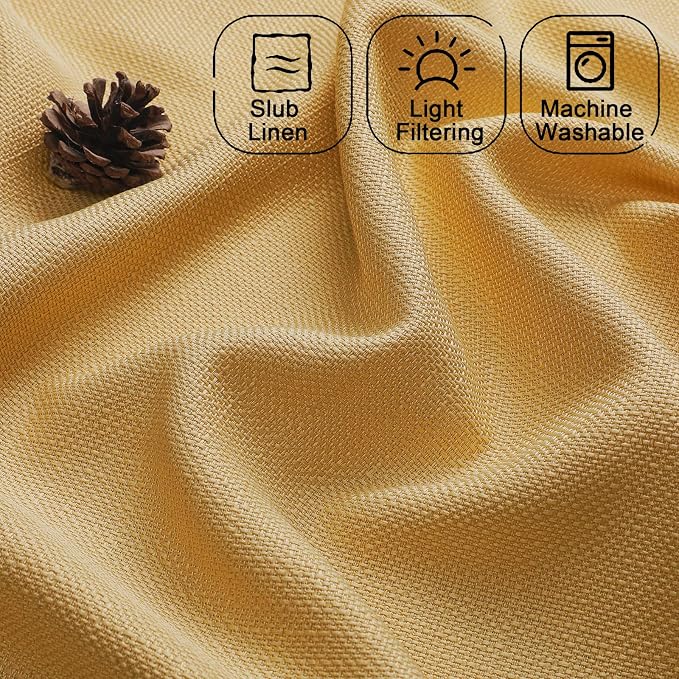 Chyhomenyc Gold Valance for Windows, Light Filtering Faux Linen Textured Small - Image 4