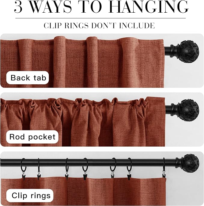 RYB HOME 100% Blackout Linen Textured Curtains 108 inches Long, Insulating - Image 7