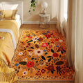 Rugcomf Bedroom Rug 3x5 Rug Washable Area Rug Non Slip Low Pile Boho Floral by Rugcomf