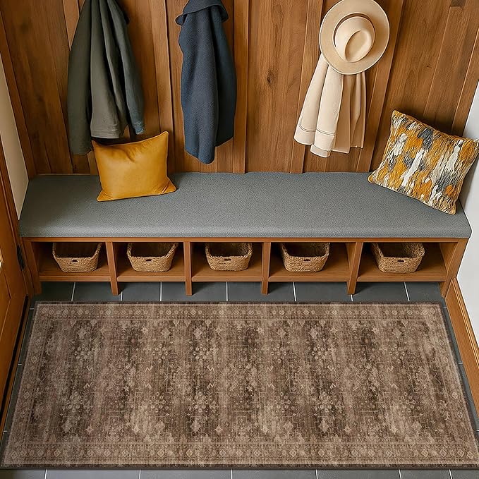 Brown Boho Washable 2x6 Runner Rugs - Image 6