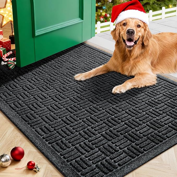 Mibao Front Door Mat Indoor Outdoor Entrance, Dirt Trapping Waterproof by Mibao