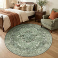 RELEANY Area Rugs 5ft Washable Non-Slip, Floral Vintage Distress Print Pattern by RELEANY