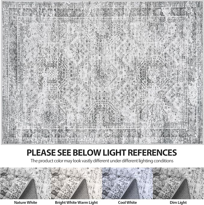 Aelenmu 9x12 Area Rugs for Living Room Washable Bedroom Dining Room Grey | - Image 7