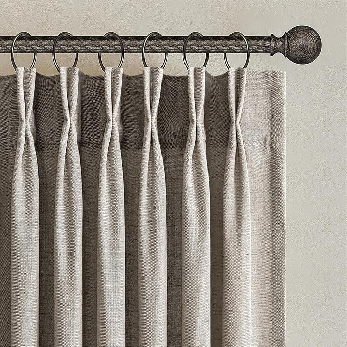 Topfinel 105 Inch Curtains 2 Panels Set, Two Packs Pinch Pleat Back Tab Linen by Topfinel