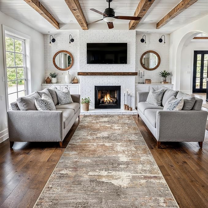 4x10 Washable Kitchen Runner Rug: Modern Abstract Wide Runners - Image 8