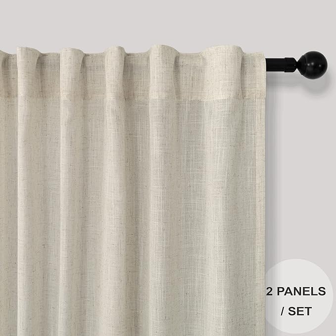 Pitalk Linen Sheer Drape 104 Inch Curtains - Image 2