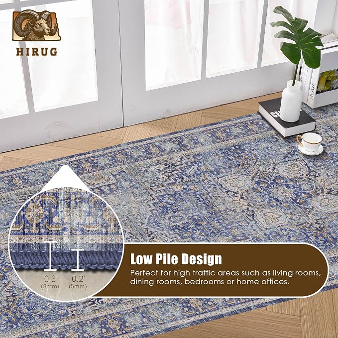 Washable Area Rug 2'6'' x 8' Vintage Traditional Persian Mat - Image 5