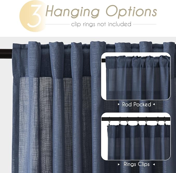 Navy Blue Curtains 84 inch Length - Image 2