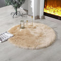 linmopm Faux Fur Rug Sheepskin Shag Fluffy Fuzzy Beige 3x3 ft Rugs by Limopmfauxfurproducts