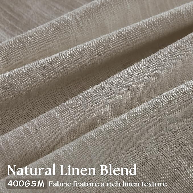 Burlywood Birch Pinch Pleated Thick Linen Curtains 112 Inches Long | 400GSM - Image 2