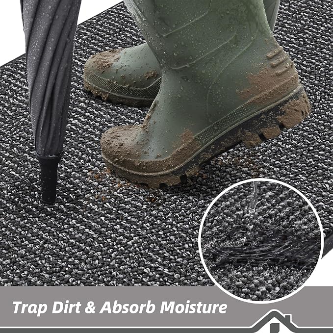 BEQHAUSE Dirt Trapper Door Mat 48"x72", Non-Slip Washable Doormat, Charcoal | - Image 3