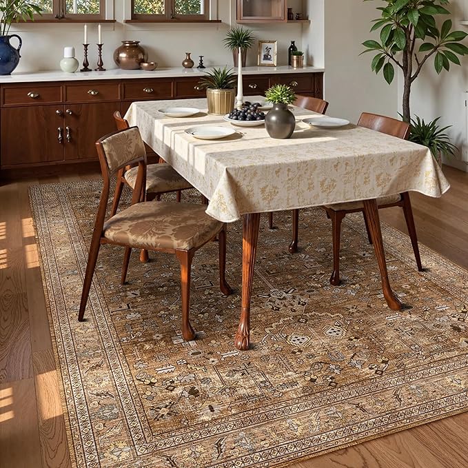 Washable Area Rug 9' x 12' Vintage Traditional Persian Mat - Image 3